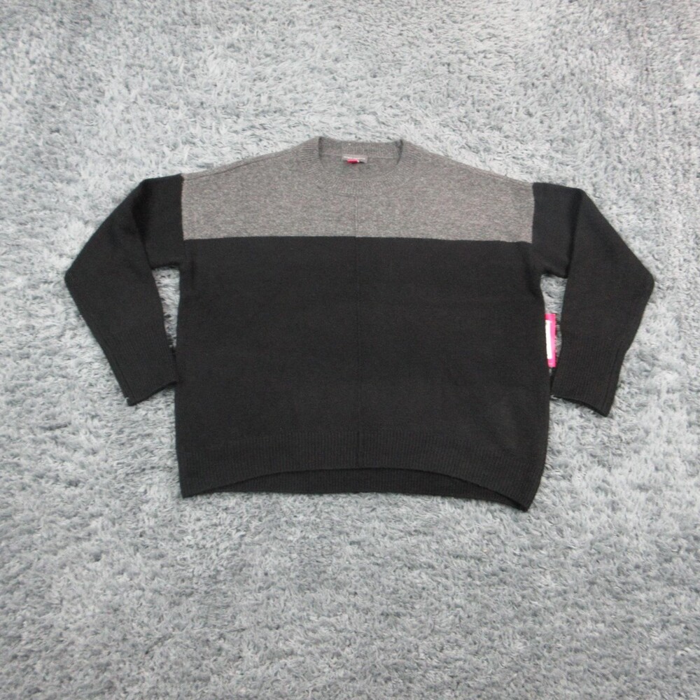 Vince Camuto Sweater Pullover Womens S Black Grey Crew Neck Tight-Knit NWT